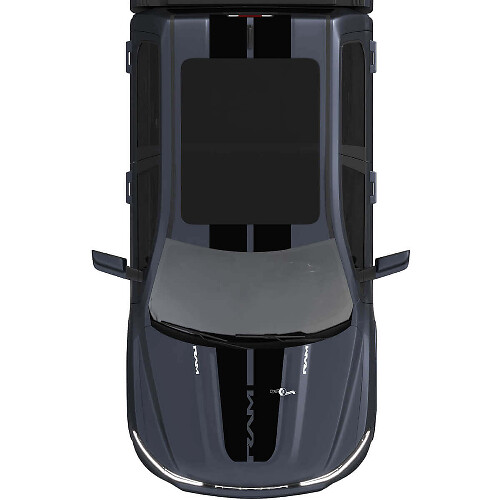 Adesivi Vinile con Doppie Strisce Centrali per Cofano e Tetto 2 per Dodge Ram 1500 REV