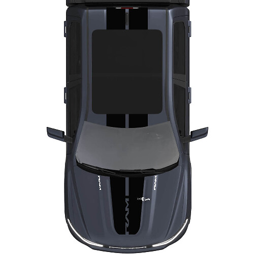 Cofano e tetto doppie strisce centrali per Dodge RAM 1500 REV decalcomanie in vinile adesivi grafica
