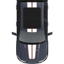 Adesivi in vinile a doppia striscia centrale per cofano e tetto 3 per Dodge Ram 1500 REV 2