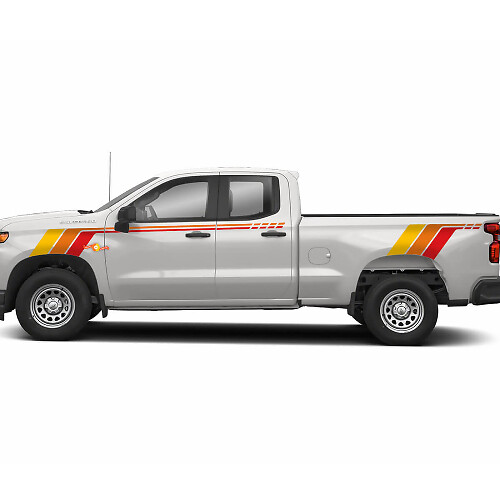 Kit di adesivi in vinile a strisce vintage per cofano laterale e portellone per Chevrolet Silverado