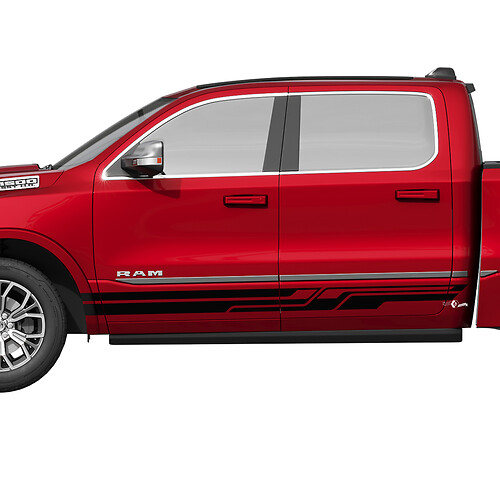 Strisce del pannello oscillante laterale Decalcomanie in vinile Adesivi Grafica per Dodge RAM 1500 TUNGSTEN 2
