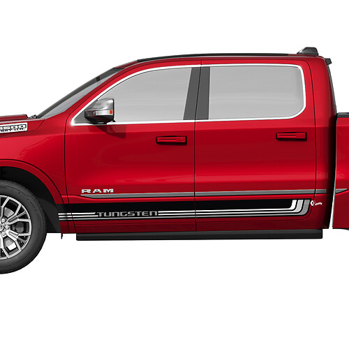 Side Rocker Heritage Pannello Strisce Decalcomanie in vinile Adesivi Grafica per Dodge RAM 1500 TUNGSTEN
