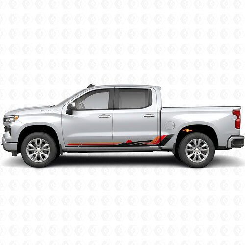 Strisce Adesive a Onde Retro per Portiere e Minigonne per Chevrolet Silverado 1500 T1XX 2019-2026_1