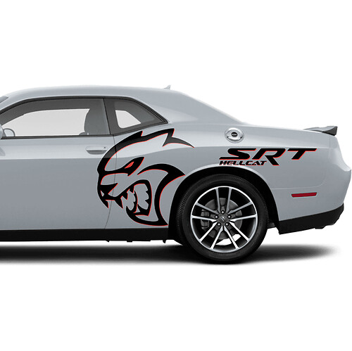 Due colori adesivi per le decalcomanie per le laterali super stock rosse hellcat per Dodge Challenger Redeye o Caricatore

