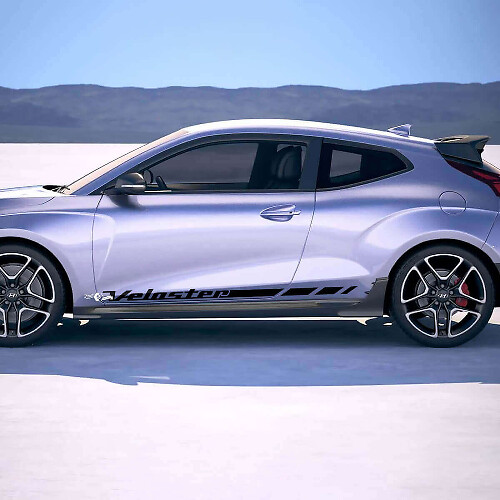 Kit di Adesivi in Vinile a Strisce Laterali a Scacchiera per Hyundai Veloster
