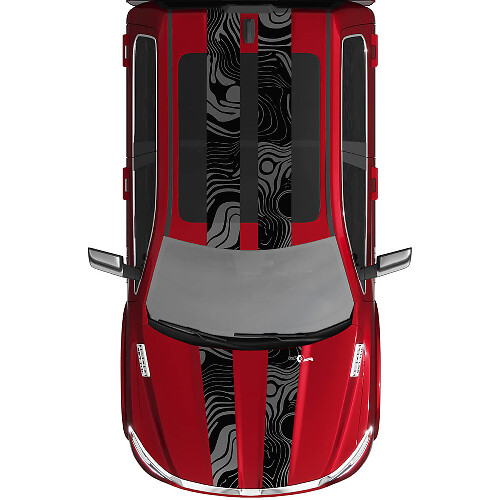 Doppia strisce mappa topografica per decalcomanie in vinile grafica per Dodge Ram 1500 Tungsteno
