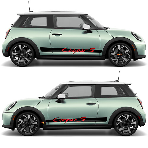 Lettering a strisce laterali Mini Cooper Decal grafico in stile Porsche
