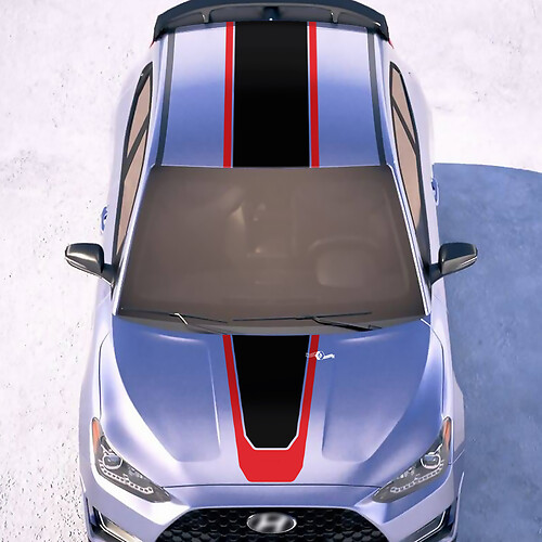 Strisce di corse centrali del cofano e del tetto Stripes in vinile decalcomania per Hyundai Veloster
