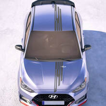 Adesivi in vinile per strisce racing centrali sul cofano e sul tetto adatti per Hyundai Veloster 2
 2