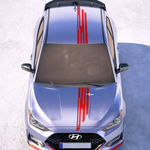 Adesivi in vinile per strisce racing centrali sul cofano e sul tetto adatti per Hyundai Veloster 2
 3
