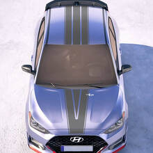 Cappuccio e tetto Central V Racing Stripes Adesile in vinile decalcomania per Hyundai Veloster
 3