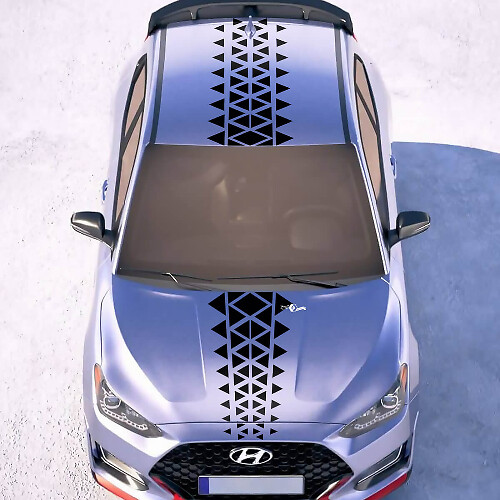 Cappuccio e tetto Ornamento centrale Strisce da corsa Adesivi in vinile Decalcomanie adatti a Hyundai Veloster
