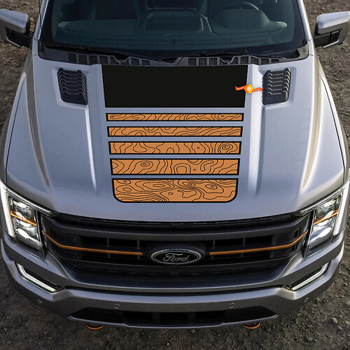 Ford F-150 Tremor Pickup Hood Central Graphics Mappa topografica Ford Vinil Decals 2 Colori
