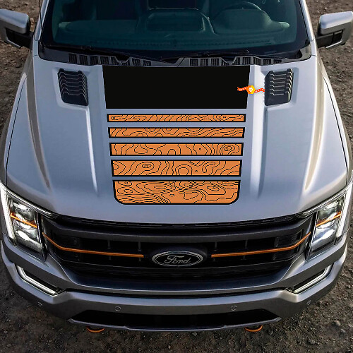 Adesivo in vinile con strisce topografiche per cofano per truck Musclecar Tremor