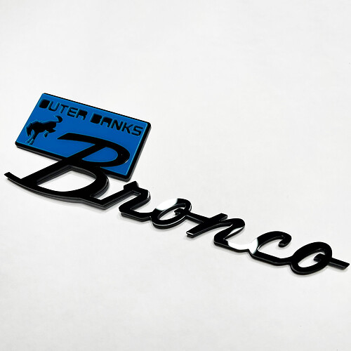 Bronco Outer Banks Fender Badges Emblema Tailgate Emblema 3D Blu vs Nero
