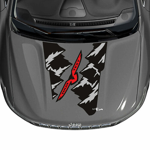 Adesivo Vinile Personalizzato Testo Montagne Aquila Cofano Graphic per Jeep Cherokee Trailhawk