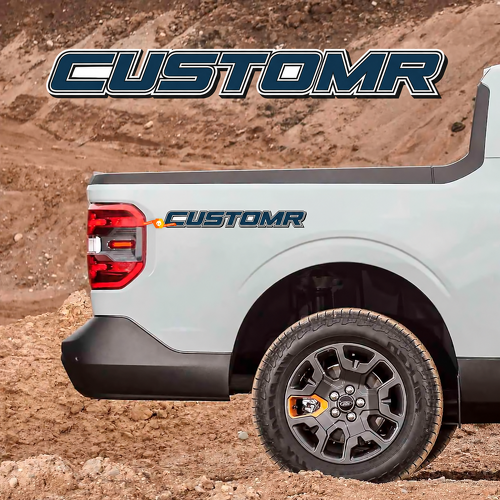 CUSTOMR Navy Italic Double Outline Lettering Pair Fianco del cassone Adesivo in vinile per Ford F-250