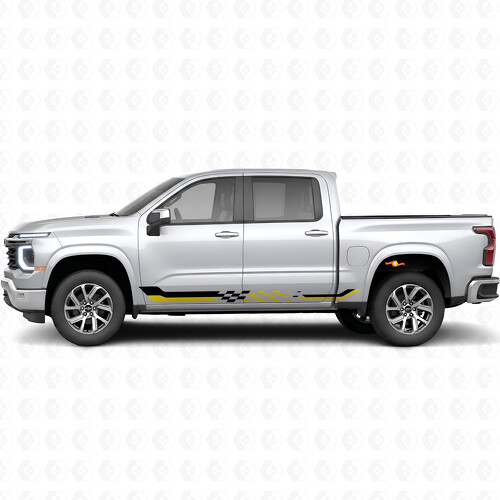 Strisce Viniliche a Scacchi per Porta e Minigonna per Chevrolet Silverado 1500 Nuova Generazione 2027_1