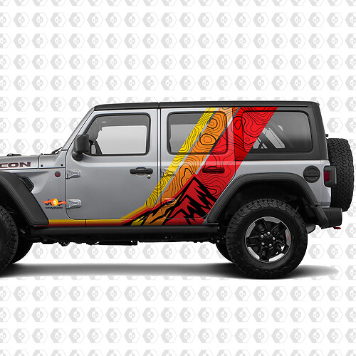 Montagne Mappa topografica Kit a strisce con porte vintage retrò adatto a Jeep Wrangler
