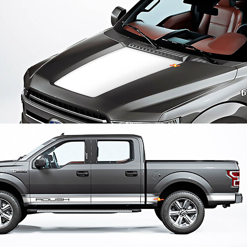 Pannello a bilancieri laterali e pacchetto grafico di decalcomania per la decalcomania al pacchetto Ford F150 Raptor Roush
