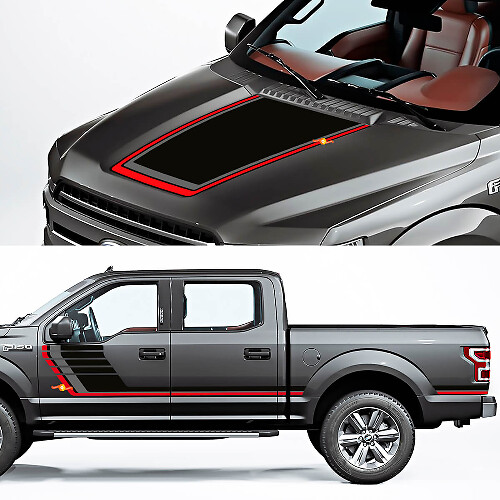 Adesivi in vinile con grafica per pannello laterale e cofano 2 per Ford F-150 Raptor ROUSH