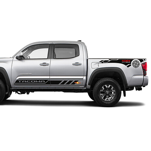 Tacoma 4x4 Off Road Pannello posteriore Pannello di bilanciere Stripes Decal Adesivo per Toyota Tacoma
