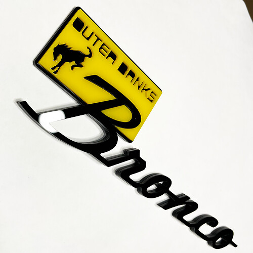 Bronco Outer Banks Fender Badges Emblema Tailgate Emblema 3D Giallo Vs Nero
