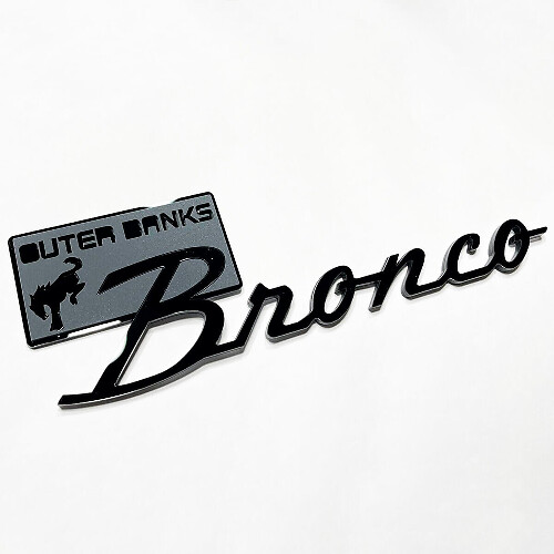 Bronco Outer Banks Fender Badges Emblema Tailgate Emblema 3D Grigio vs Nero
