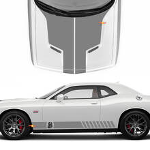 Strisce in stile Racing Cobra Kai adesivi in vinile per cofano e fiancate per Dodge Challenger_2