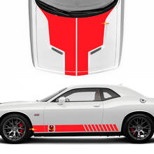 Strisce in stile Racing Cobra Kai adesivi in vinile per cofano e fiancate per Dodge Challenger_3