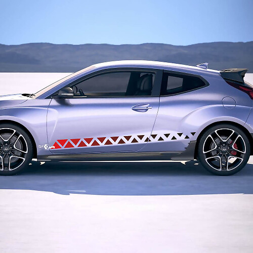 Strisce di ornamento da corsa laterale adesivi in ​​vinile decalcomania per Hyundai Veloster
