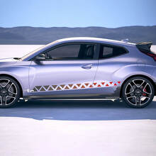 Strisce di ornamento da corsa laterale adesivi in ​​vinile decalcomania per Hyundai Veloster
 2