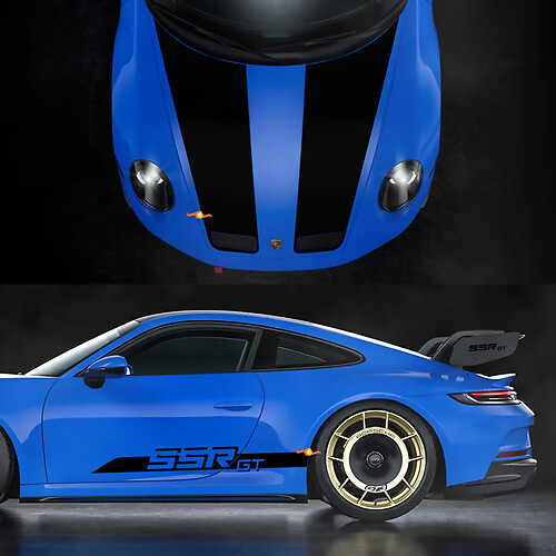 Porsche SSR GT Carrera Stripes - adesivo per decalcomanie laterale e cofano
