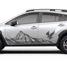 Adesivo in Vinile con Grafica Montagne Aquila per Porte Laterali Subaru Crosstrek 3