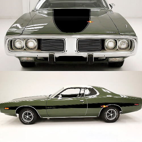 Kit Adesivi Vinile per Strisce Cofano e Laterali Accent per Dodge Charger 1973-74_1