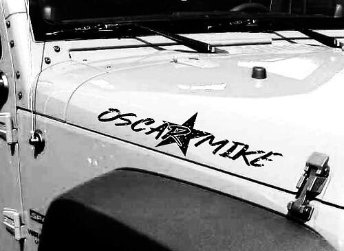 Oscar Mike Distressed Star Adesivo Vinile Laterale Cofano Coppia per Jeep Wrangler