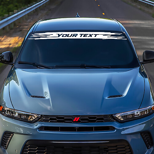 Adesivo in Vinile per Parabrezza con Lettering Personalizzato a Bordi Strappati per Dodge Hornet
