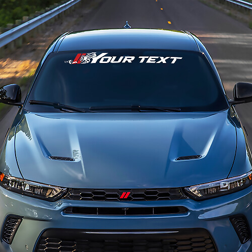 Adesivo in Vinile per Parabrezza con Logo Hornet e Testo Personalizzato per Dodge Hornet