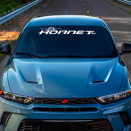 Adesivo grafico personalizzato per striscia parabrezza - Grafica in vinile adatta a Dodge Hornet 3
