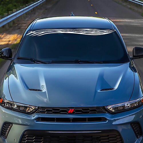 Adesivo per decalcomania di bandiera a strisce per parabrezza Wave - Grafica in vinile personalizzata adatta a Dodge Hornet
