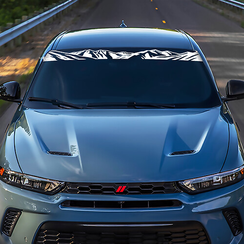 Montagne parabrezza Banner Decal Adesivo - Grafica in vinile personalizzata adatta a Dodge Hornet
