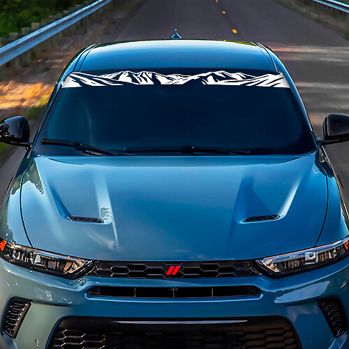 Montagne parabrezza Banner Decal Adesivo - Grafica in vinile personalizzata adatta a Dodge Hornet
