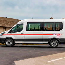 Strisce laterali in vinile a scacchi per Ford Transit Adesivi Decalcomanie
 3