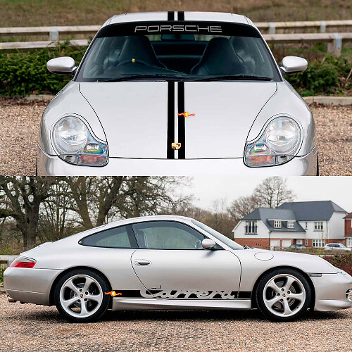 Kit Adesivi Strisce Carrera Retro Cofano Laterale Parabrezza Per Porsche 911 1