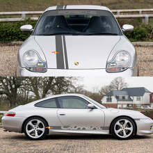 Porsche 911 Carrera Dual Central Stripes Kit di adesivi per decalcomanie per parabrezza con cappuccio retrò
 2