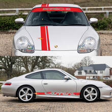 Porsche 911 Carrera Dual Central Stripes Kit di adesivi per decalcomanie per parabrezza con cappuccio retrò
 3