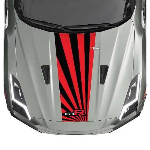 Adesivo Vinile Striscia Cofano Stile JDM con Logo GT-R per Nissan GT-R