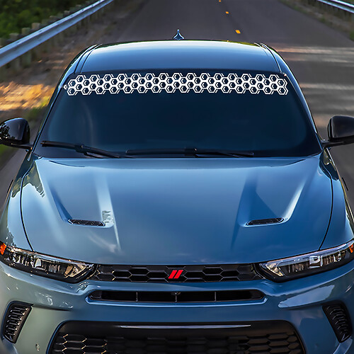 Adesivo per decalcomanie Banner Honeycomb del parabrezza - Grafica in vinile personalizzata adatta a Dodge Hornet 3
