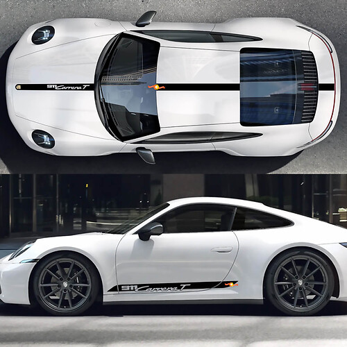 Porsche 911 Carrera T laterale Cappuccetto Decal Decal Pannello Pannello Porte Adesivo per decalcomanie
