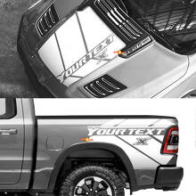 Kit adesivi in vinile personalizzati per cofano e strisce laterali posteriori per Dodge Ram 1500 Rebel_2